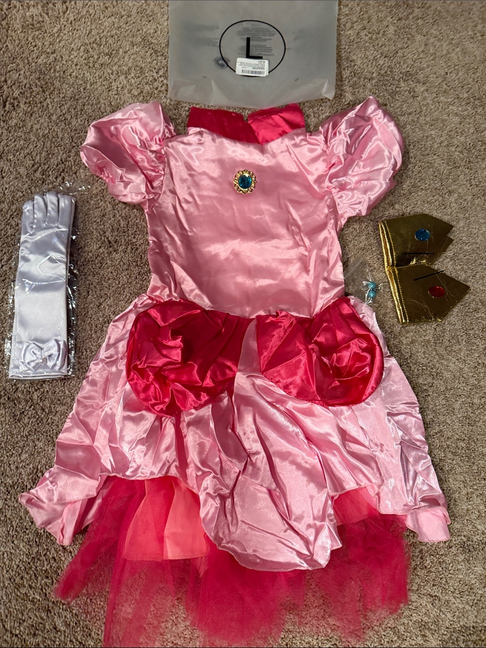Pink Princess Tutu Costume Dress with Gold Accessories - Kids